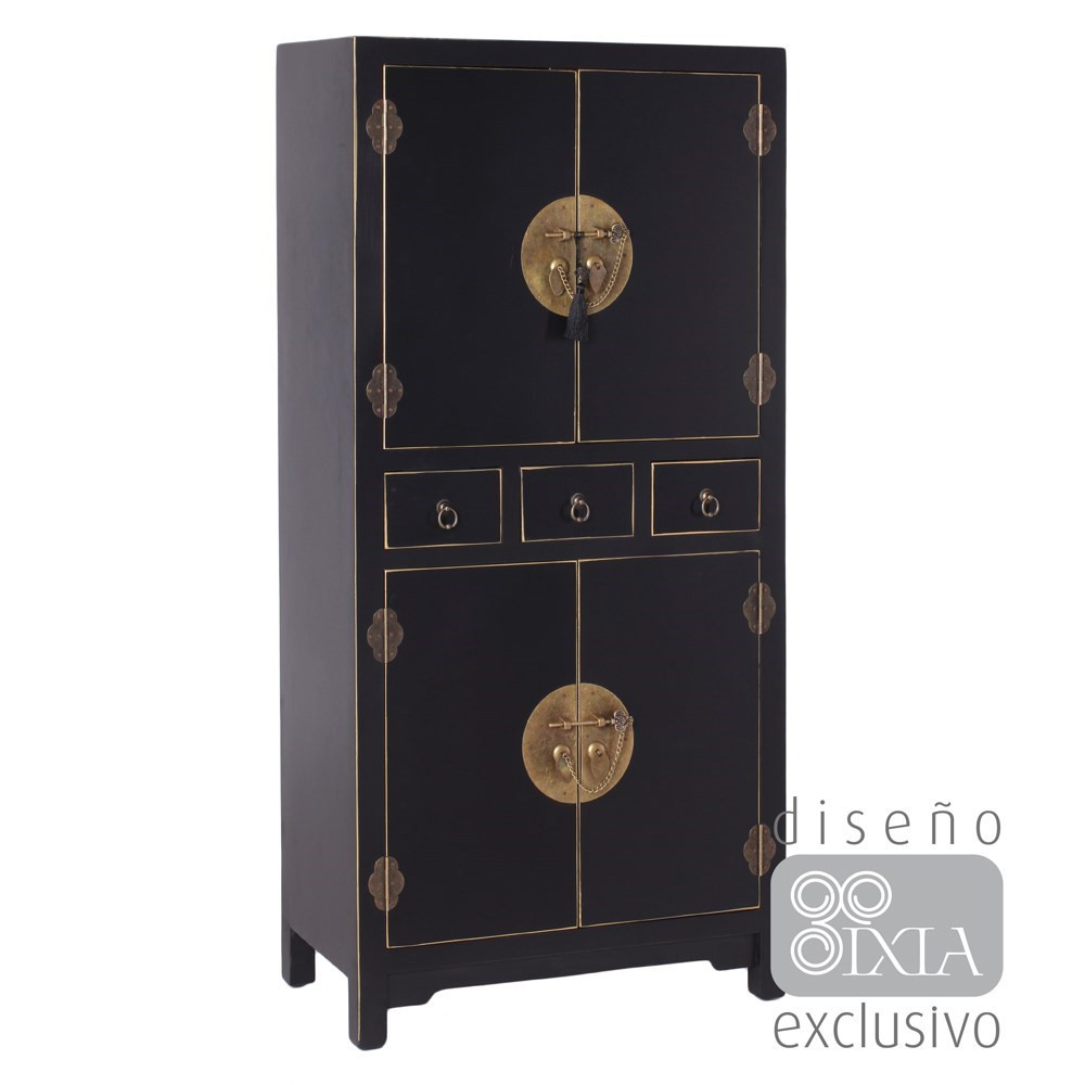 Armario Chino Oriental 4 Puertas Negro IX51144 Nuryba Adesivo Idoso Detran Rs ~ Armario Chino Oriental 4 Puertas Negro IX51144 Nuryba