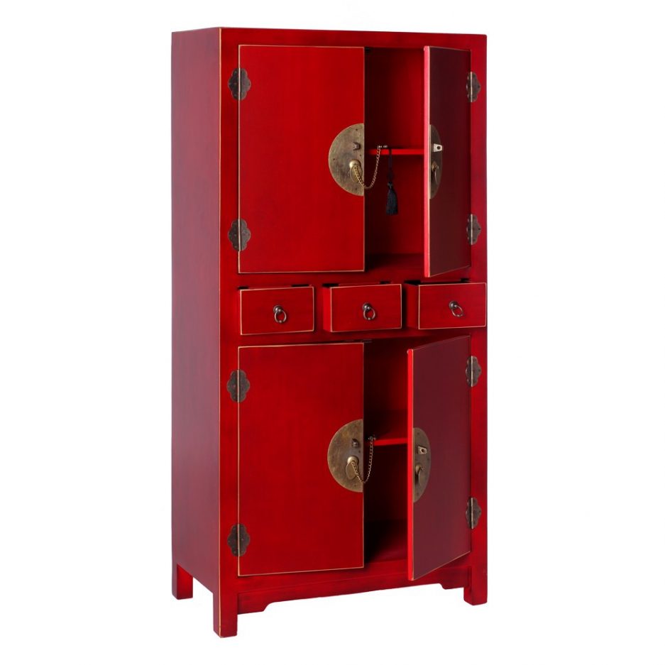 ️ Armario Chino Oriental 4 Puertas Rojo IX51156 | ️ Nuryba