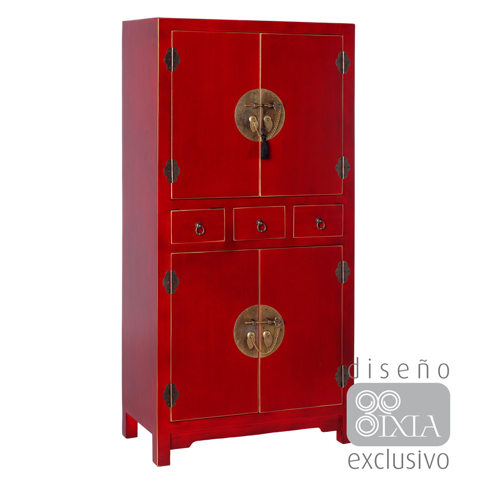 ️ Armario Chino Oriental 4 Puertas Rojo IX51156 | ️ Nuryba