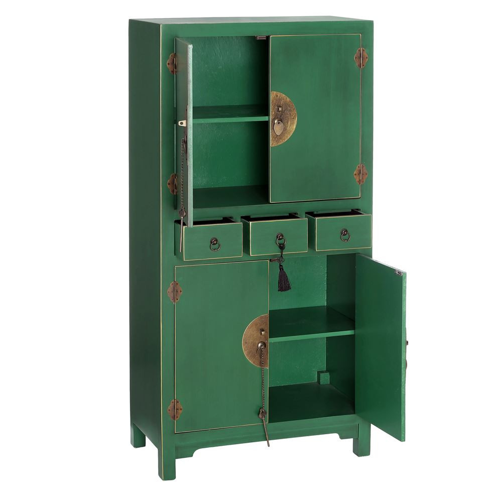Armario Chino Oriental 4 Puertas Verde IX90448 Nuryba Artesanato Com Garrafa Pet Na Educação Infantil ~ Armario Chino Oriental 4 Puertas Verde IX90448 Nuryba