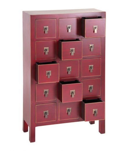 Mueble cajonera chino oriental 15 cajones rojo IX50035