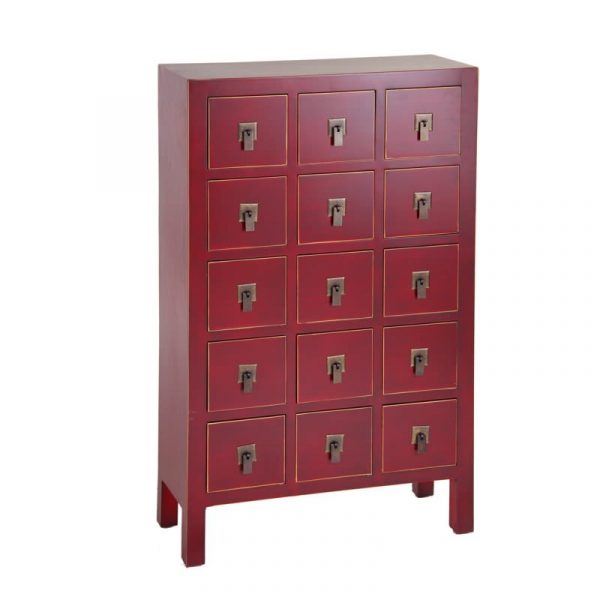 Mueble cajonera chino oriental 15 cajones rojo IX50035