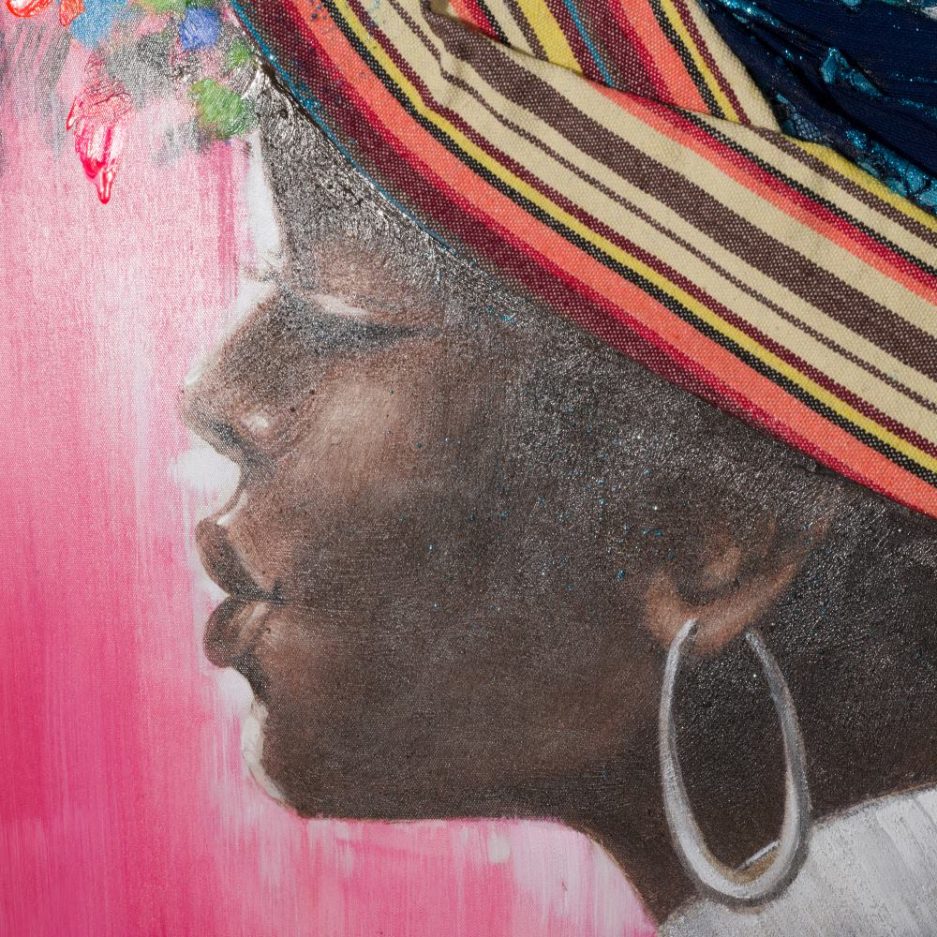 Pintura africana cuadro mujer 120 cm IX151612