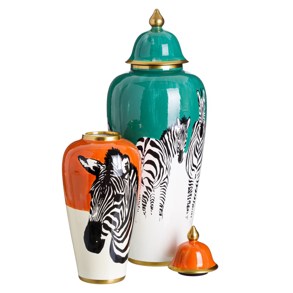 ️ Jarrón decorativo blanco naranja Ikoo 46 cm IX151904 | ️ Nuryba