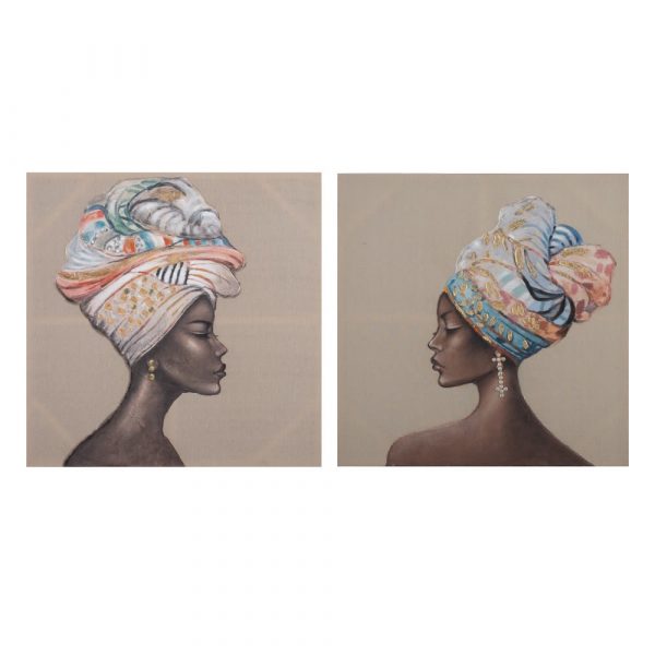 Cuadros África pintura mujer, juego de 2 IX152705