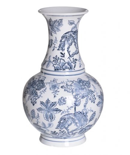 Jarrón chino oriental blanco azul Huangmei 35 cm IX154081