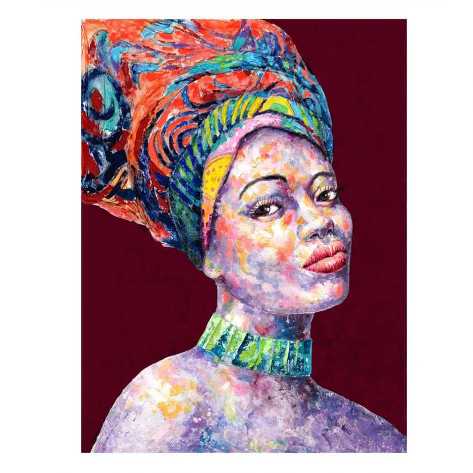 Cuadro pintura mujer africana 100 cm IX600750
