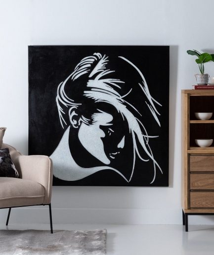 Cuadro pintura mujer blanco y negro 120 cm IX606997