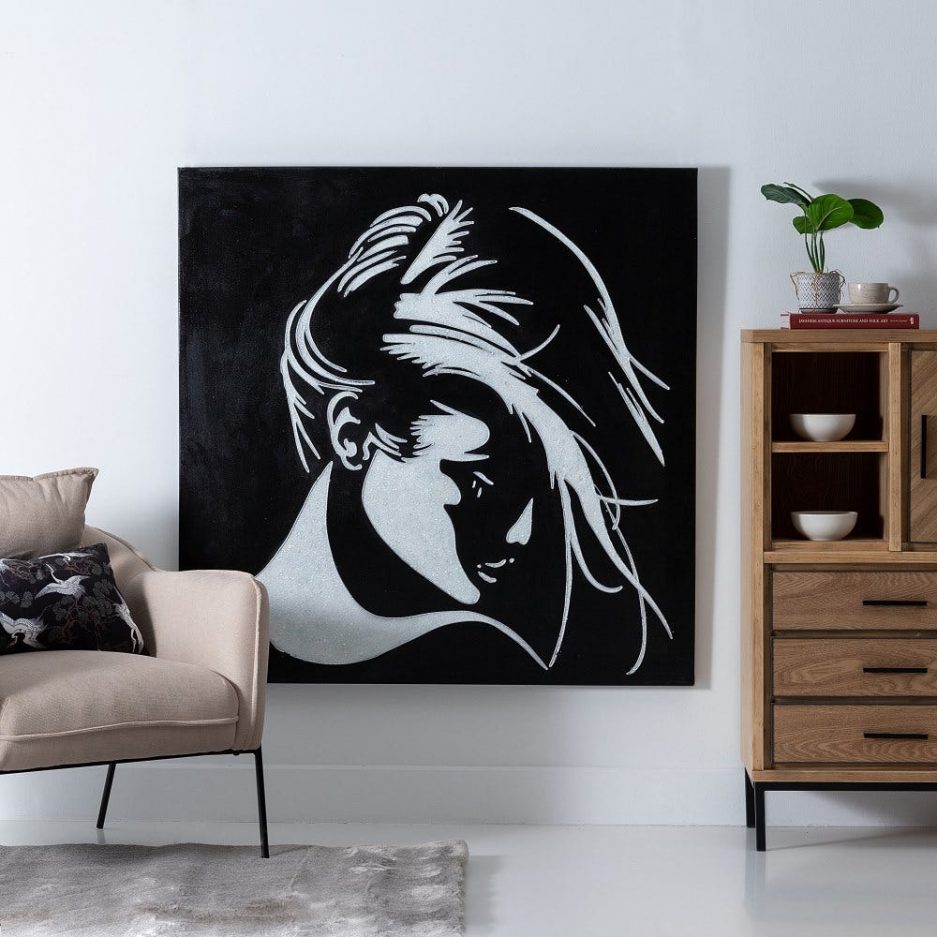 Cuadro pintura mujer blanco y negro 120 cm IX606997